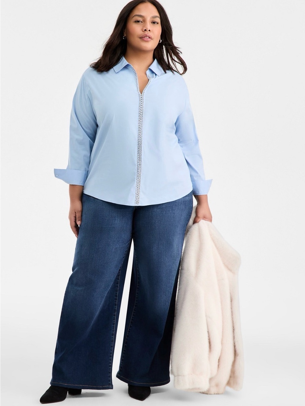 NWT On 34th Trendy Plus Size Solid Embellished Popover Top, Macy's Exclusive 2X - Picture 4 of 11